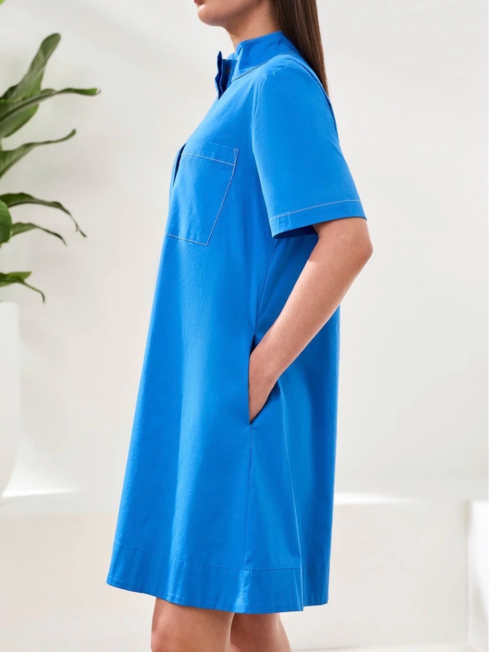 Tribal Bright Blue Short Sleeve Shift Dress